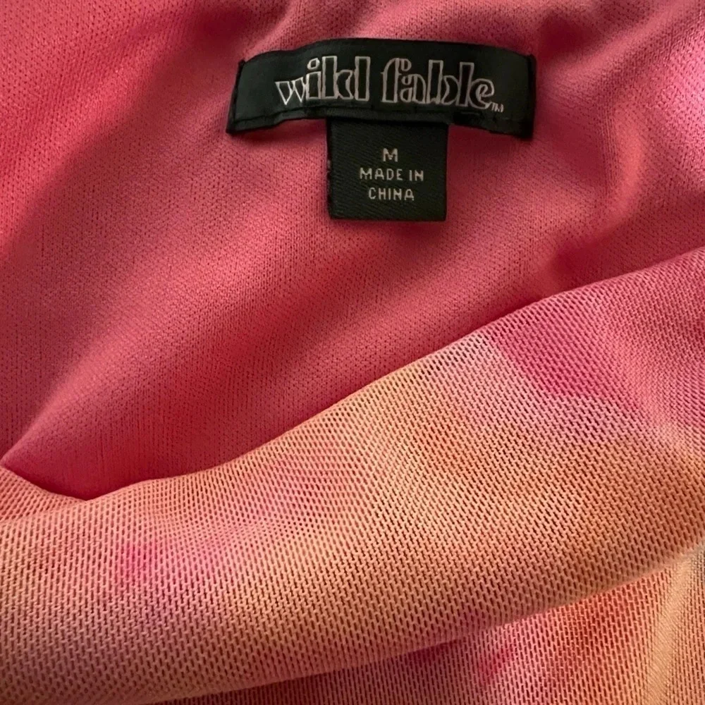 Wild Fable,M,pink /orange tie-dye,cinched side drawstring HiLo‎ scalloped hem